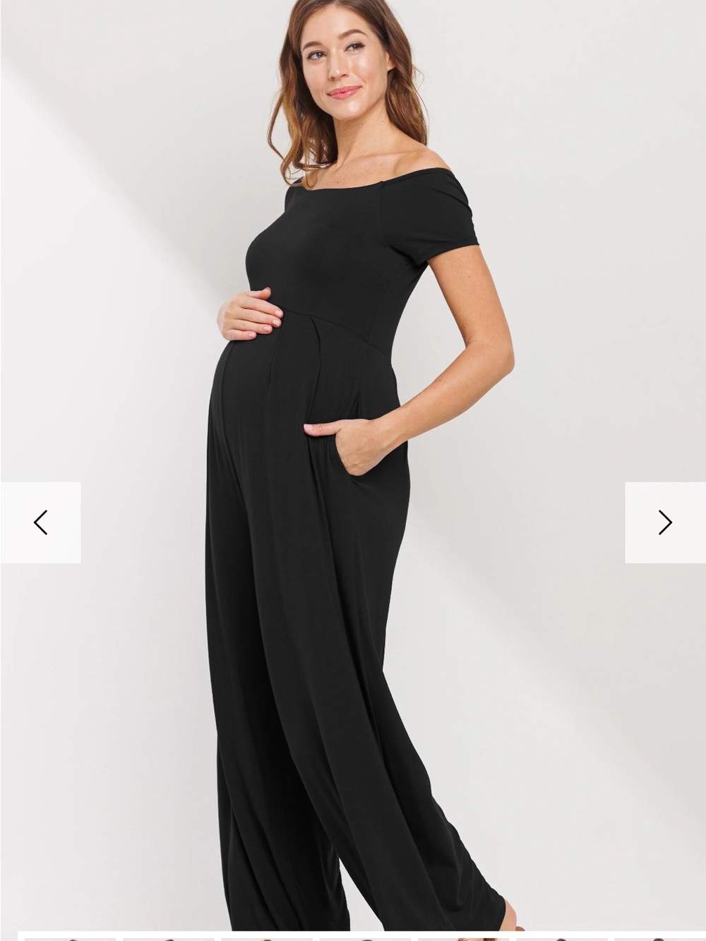 NWT Hello MIZ Off Shoulder Wide Leg Maternity Jumpsuit